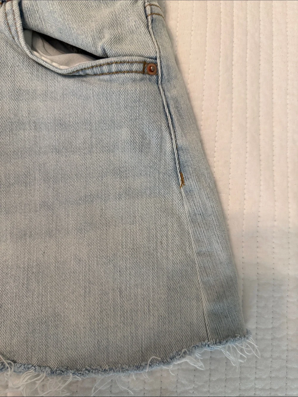 wild fable Light Blue Denim Mini Skirt with Frayed Hem